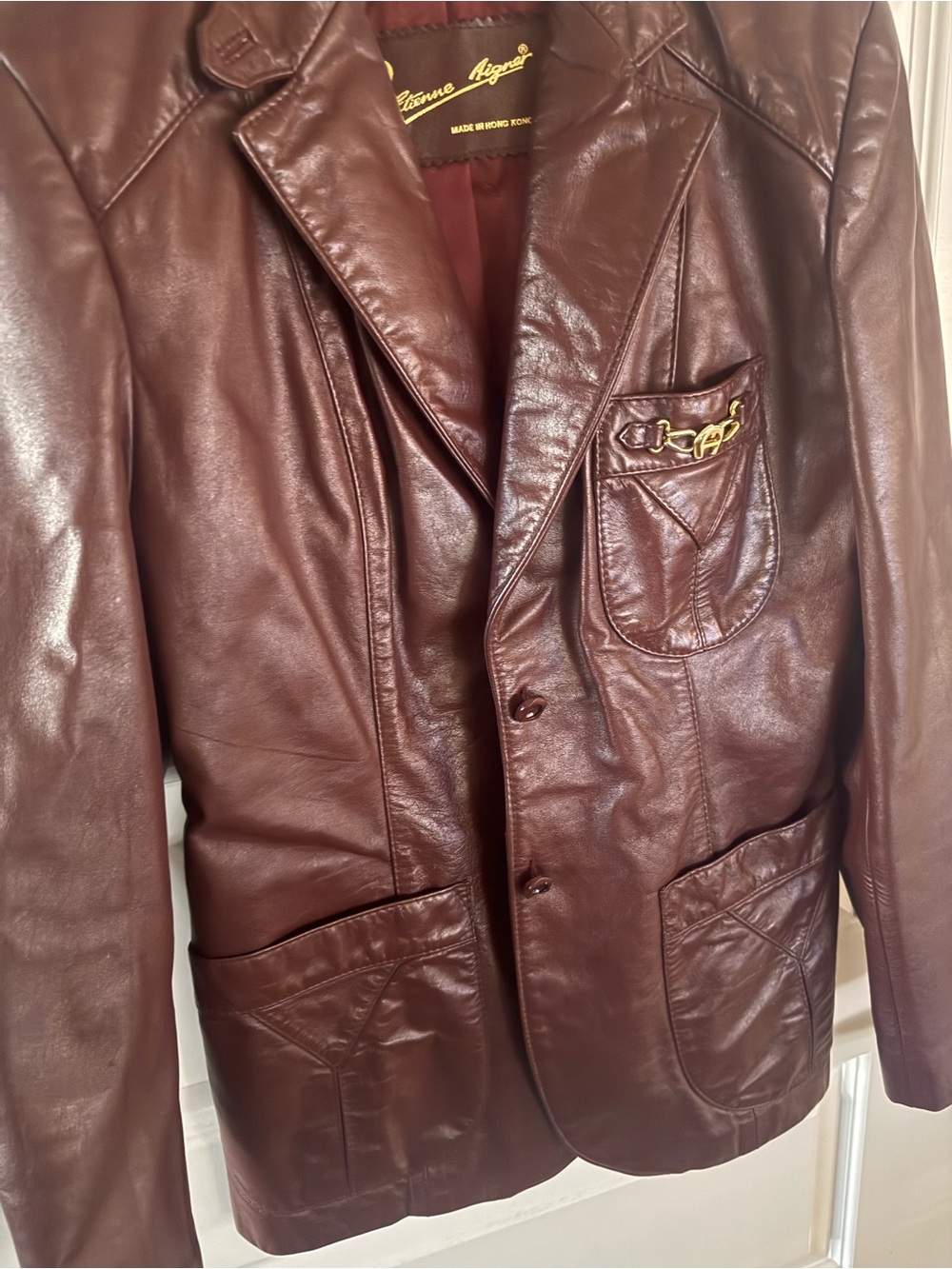 Elena Azzaro Brown Leather Blazer